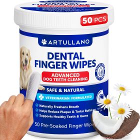Dog Teeth Cleaning Wipes 50 Dog Dental Care Finger Wipes Disposable Finger Toothbrush for Removing Plaque and Tartar Buildup Oral Freshness Healt