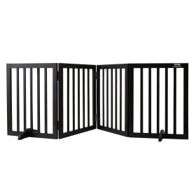 Indoor Pet Barrier, 24" Height x 80.3" Width, 4-Panel Folding Gate for Pets, Adjustable and Versatile Dog Fence for Both Wide and Slim Openings