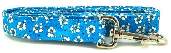 Blue Hawaiian Flowers Dog Leash (size: X-Small)