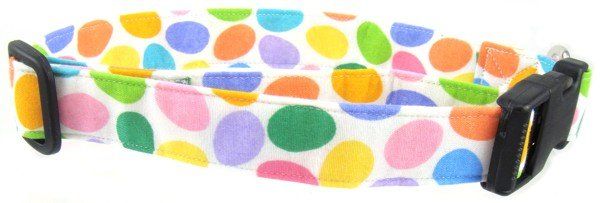 Colorful Easter Eggs on White Dog Collar (size: X-Small)
