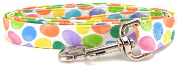 Colorful Easter Eggs on White Dog Leash (size: X-Small)