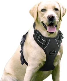 Dog Harness; No-Pull Pet Harness with 2 Leash Clips; Adjustable Soft Padded Dog Vest; Reflective No-Choke Pet Oxford Vest with Easy Control Handl (Color: Classic Black, size: X-Large)