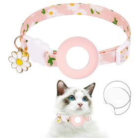 For AirTag Tracker Silicone Cover Small Daisy Pet Collar Dog Collar (Type: Pet Supplies, Color: Pink)