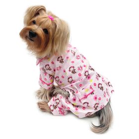 Girly Monkey Flannel Pajamas with 2 Pockets (size: medium)
