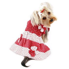 Red & White Polka Dots Sundress with Contrasting Flowers (size: medium)