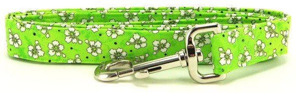 Green Hawaiian Flowers Dog Leash (size: X-Small)