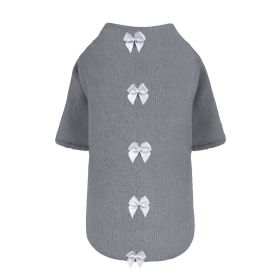 Dainty Bow Sweater (Color: Pewter, size: XXS)