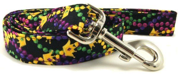 Mardi Gras Beads & Crowns Dog Leash (size: X-Small)