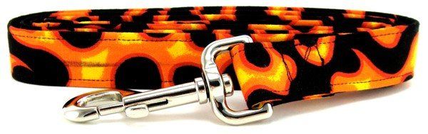 Orange Flame Dog Leash (size: X-Small)