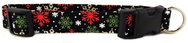 Peppermint Snowflakes Dog Collar (size: X-Small)