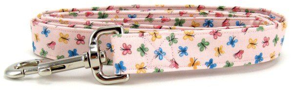 Pastel Pink Butterflies Dog Leash (size: X-Small)