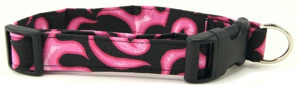 Pink Flames Dog Collar (size: X-Small)