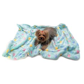 Ultra Plush Colorful Hearts Blanket (Color: Blue, size: small)