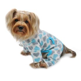 Blue & Gray Hearts Fleece Turtleneck Pajamas (size: medium)