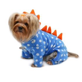 Polka Dots DINO Fleece Hooded Bodysuit/Pajamas (size: medium)