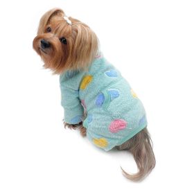 Ultra Plush Colorful Hearts Turtleneck Pajamas (Color: Blue, size: medium)