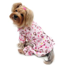 Girly Monkey Flannel Pajamas with 2 Pockets (size: medium)