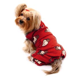 Silly Monkey Front Sleeveless Fleec Pajamas (Color: Burgundy, size: medium)