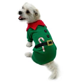 Shimmery Candy Cane Elf Bodysuit (size: medium)