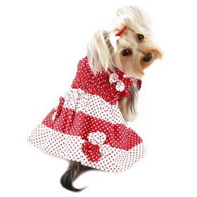 Red & White Polka Dots Sundress with Contrasting Flowers (size: medium)