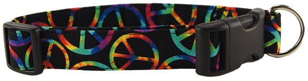 Rainbow Peace Signs Dog Collar (size: small)