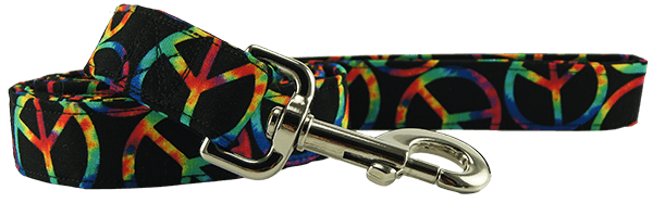 Rainbow Peace Signs Dog Leash (size: small)