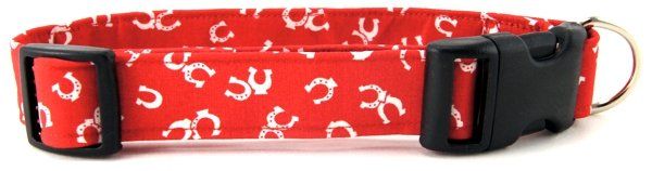 Red Horseshoes Dog Collar (size: X-Small)