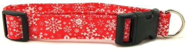 Red Snowflakes Dog Collar (size: X-Small)
