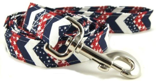Red White & Blue Chevrons Dog Leash (size: X-Small)