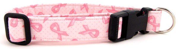 Tossed Pink Ribbon Dog Collar (size: X-Small)