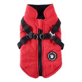 Chest Strap Jacket Cotton-padded Coat (Option: DZ229 Red-M)